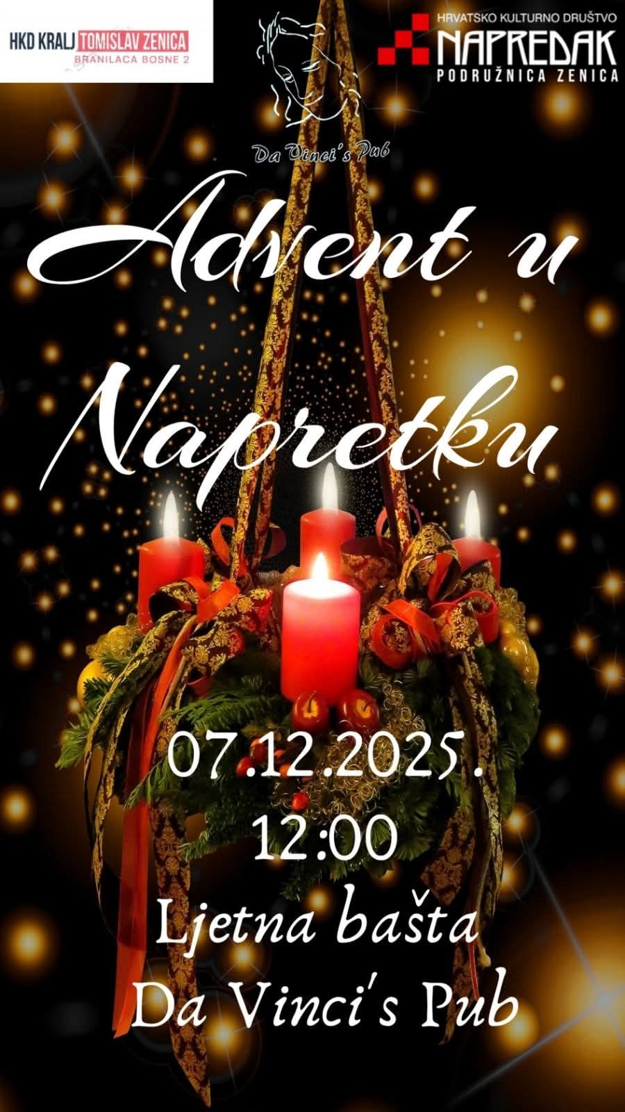 Tradicionalni "Advent u Napretku”7. decembra u ljetnoj bašti Da Vinci’s Pub-a u Zenici